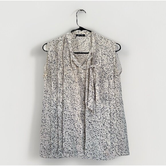 A.P.C. Silk Blouse Top Dots Ivory Black - Picture 1 of 7